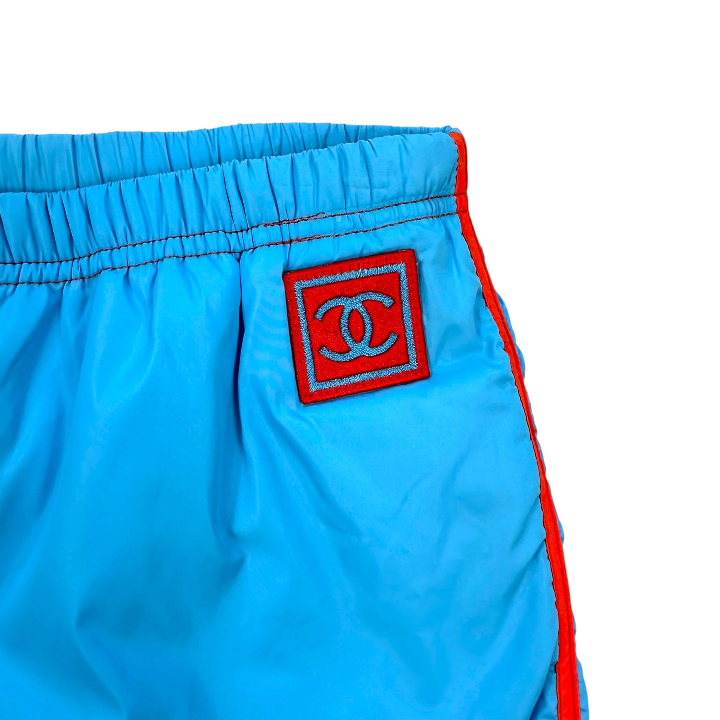 Chanel Sport 2002 Blue & Orange Puffer Mini Shorts