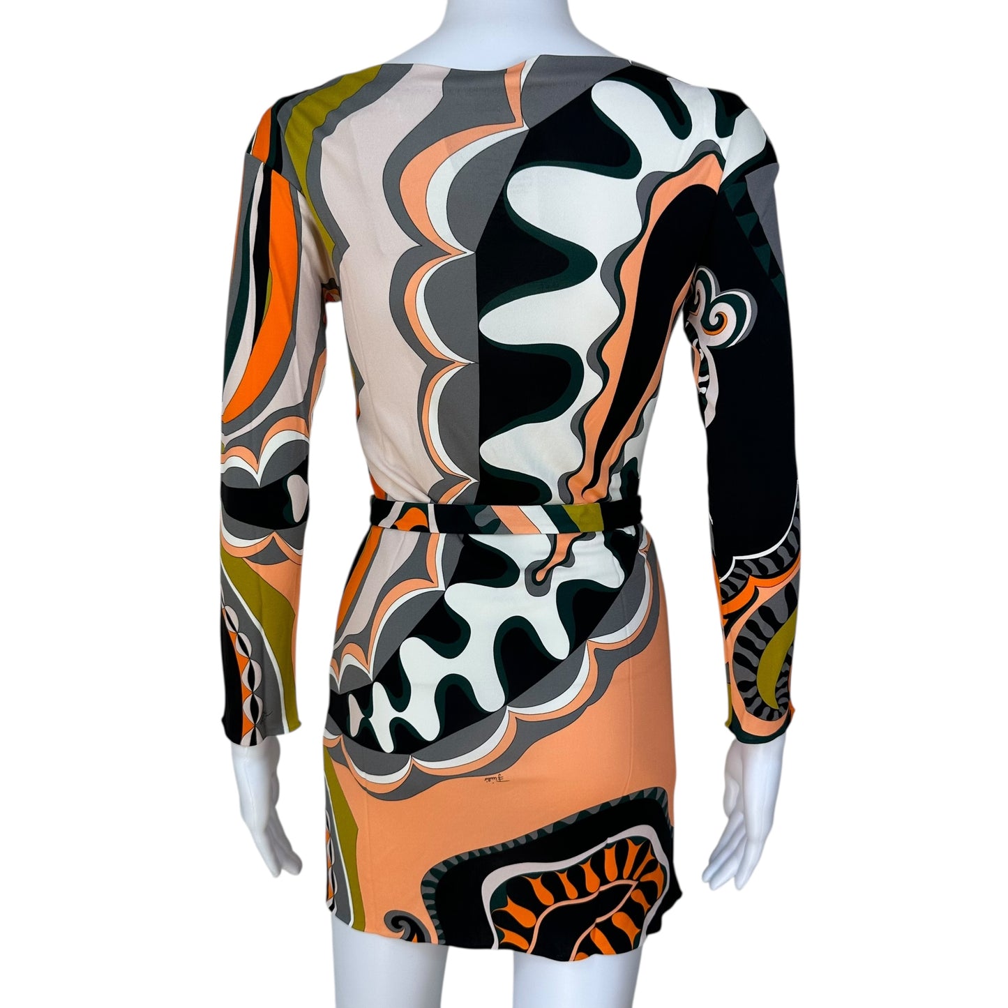 Emilio Pucci Orange & Black Printed Mini Dress NEW