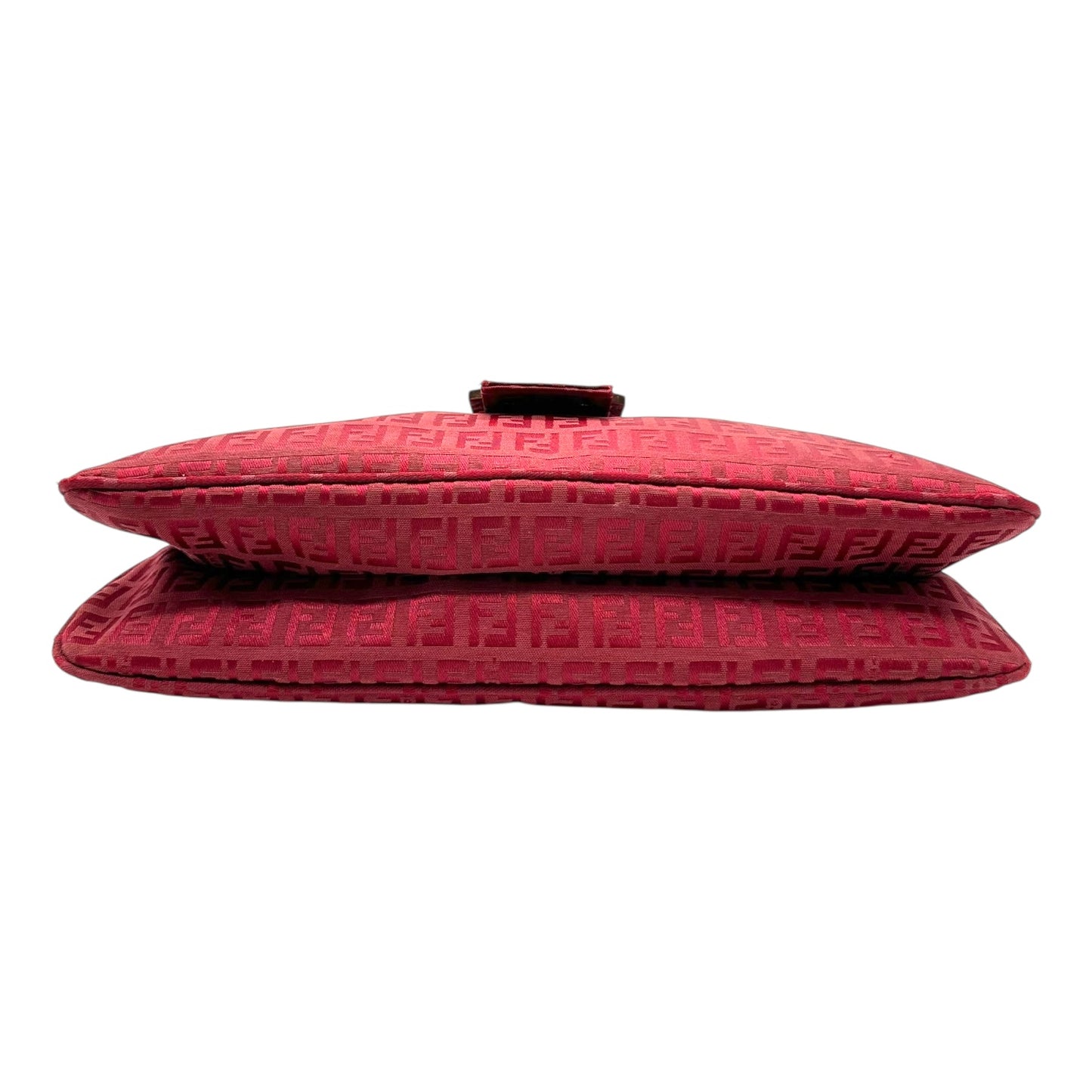 Fendi Red Zucchino Monogram Fold-Over Baguette Bag