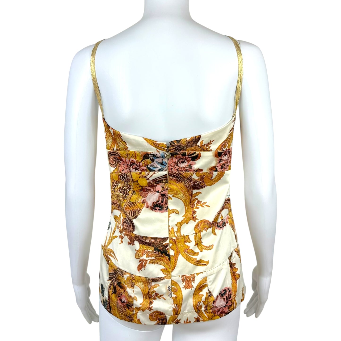 Just Cavalli Roberto Cavalli Ivory Floral Print Bustier Top NEW