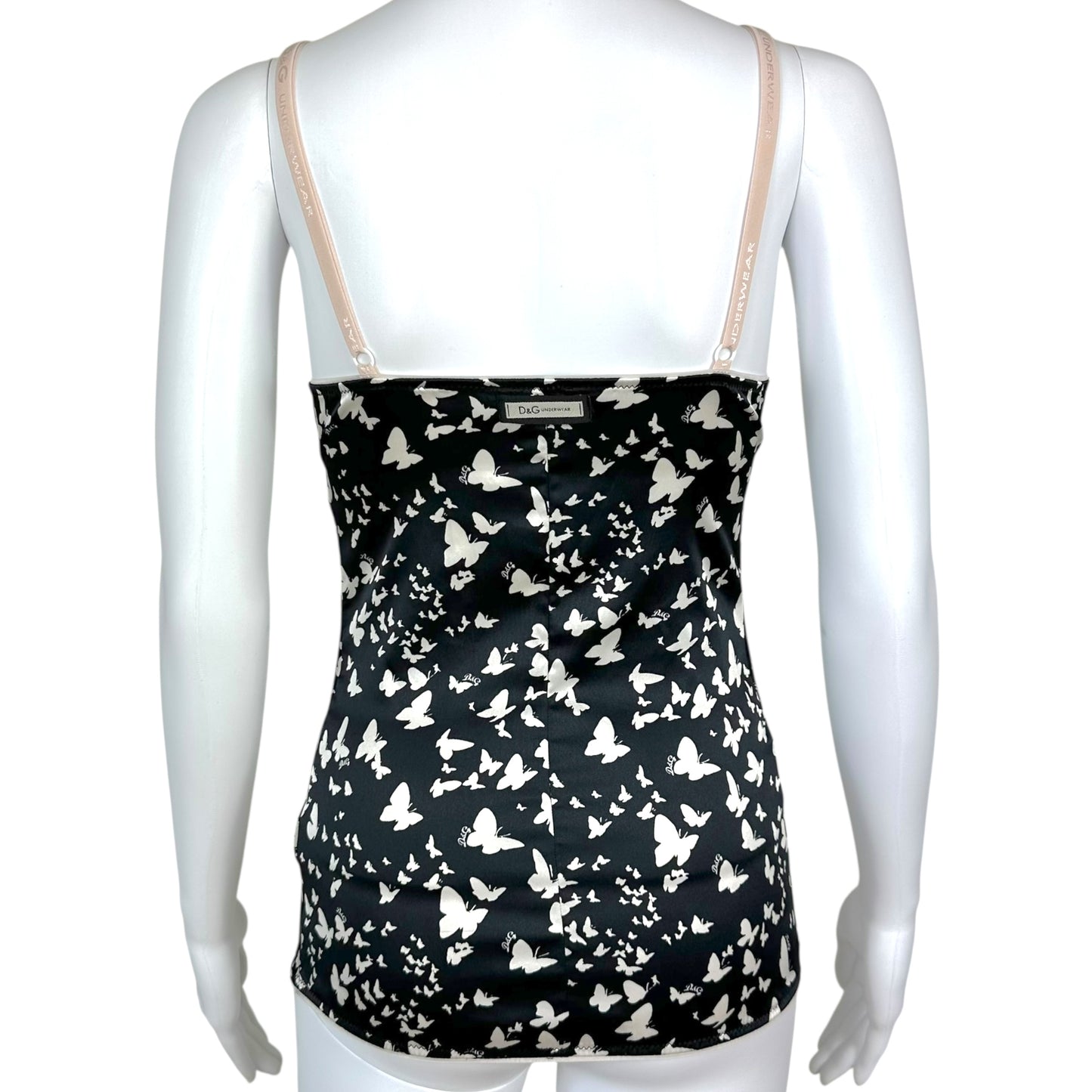 D&G Dolce & Gabbana Black & White Butterfly Print Cami