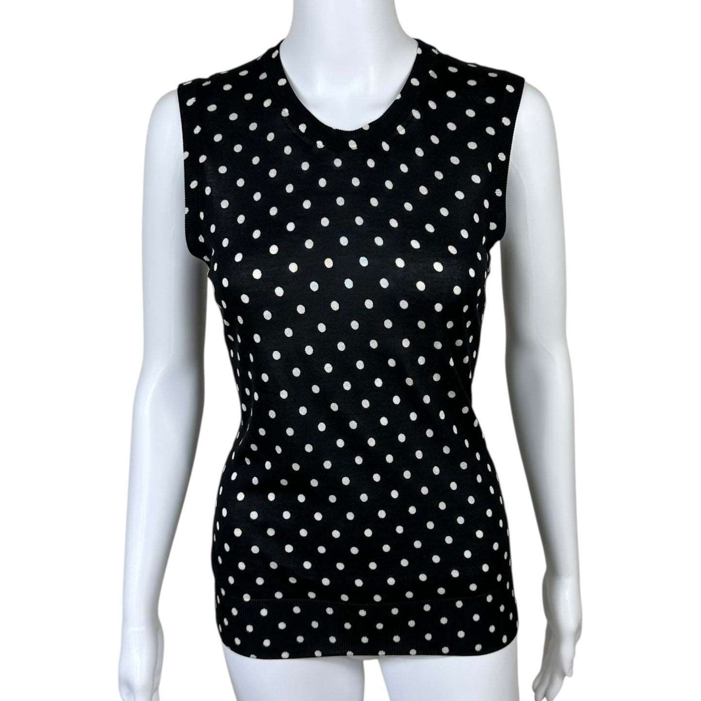 Dolce & Gabbana Polka Dot Print Silk Knit Tank Top