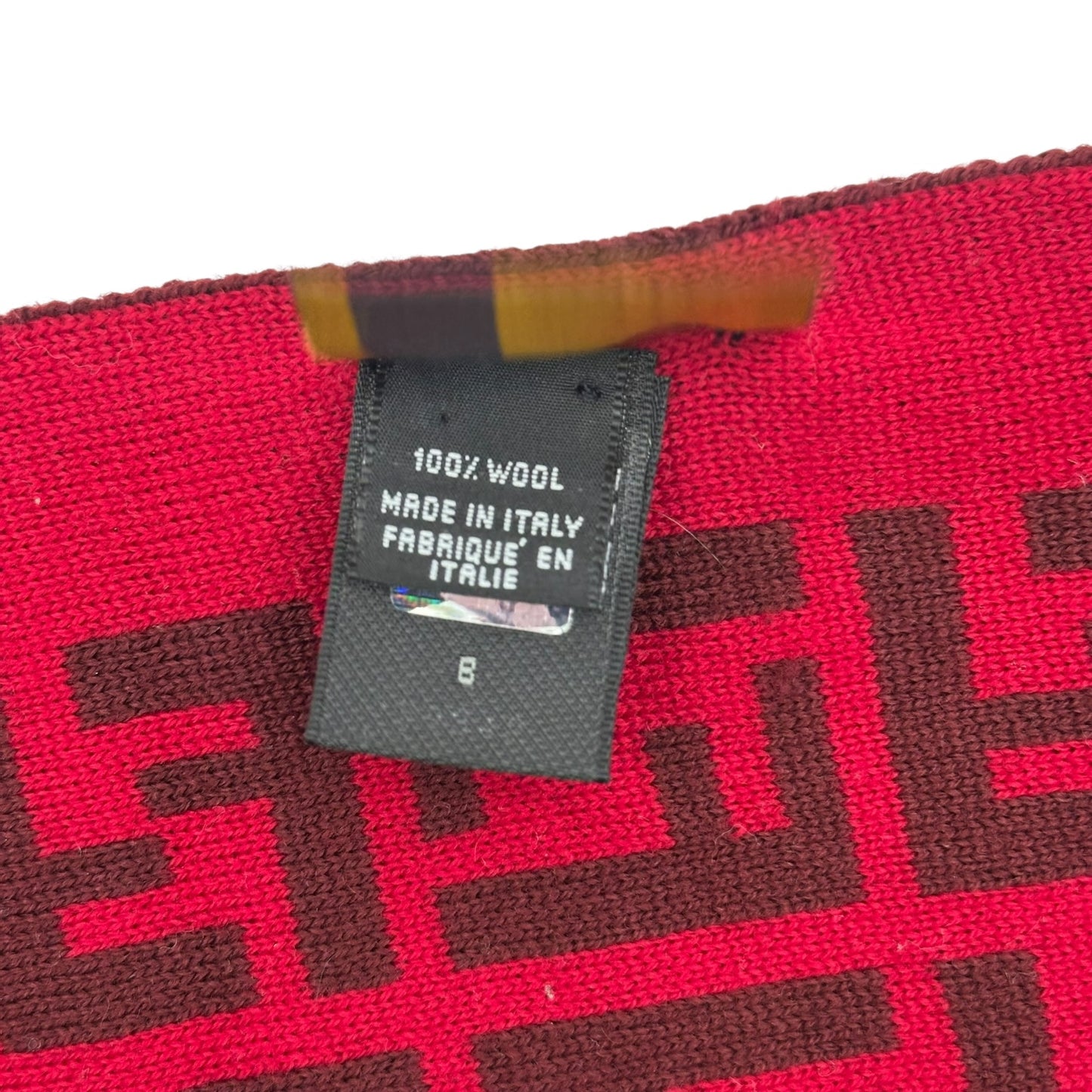 Fendi Burgundy & Red Zucca Monogram Knit Scarf