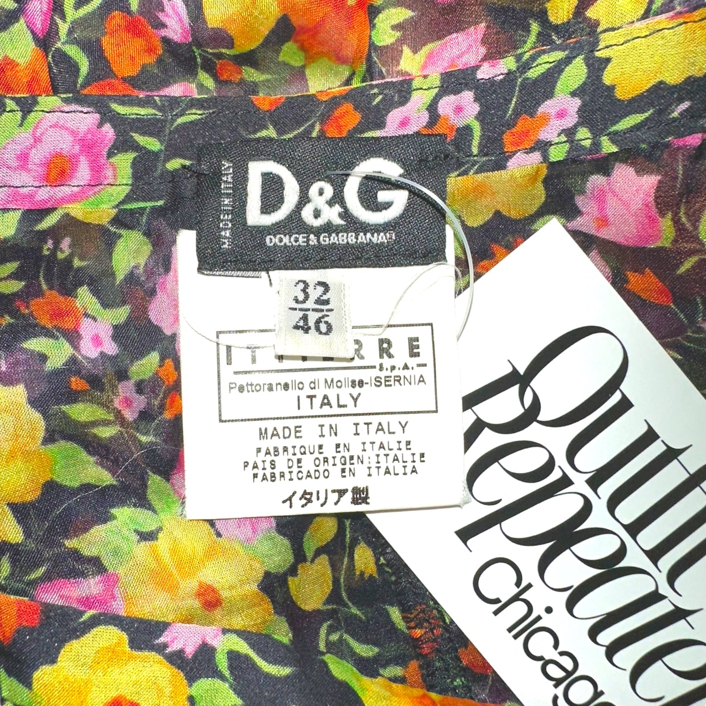 D&G Dolce & Gabbana Sheer Silk Floral Print Midi Skirt