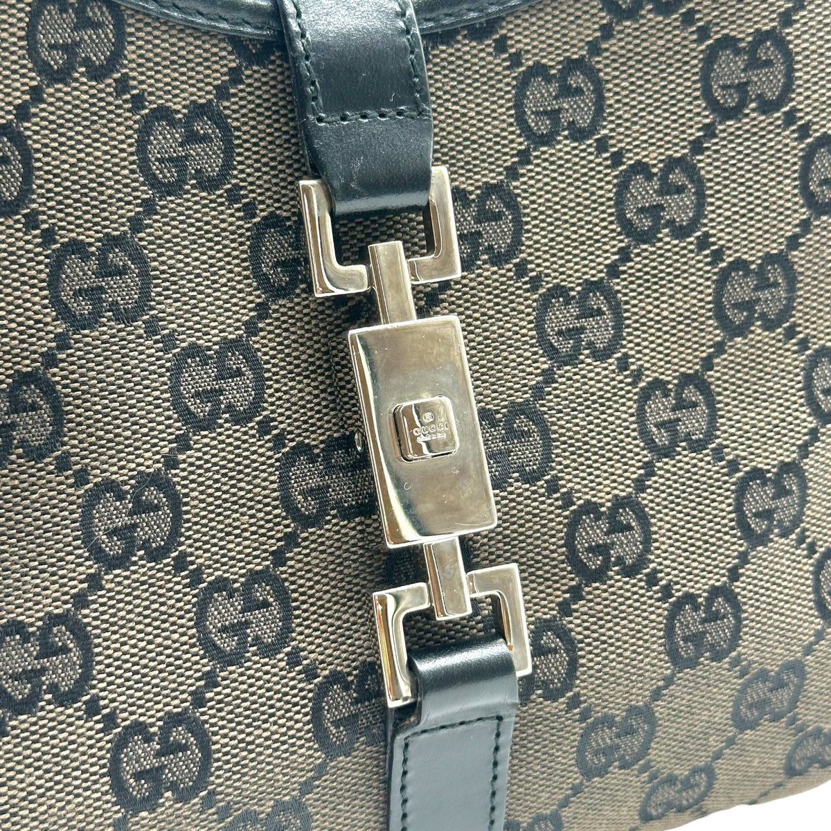 Gucci Jackie Shoulder Bag Brown Black Monogram Canvas