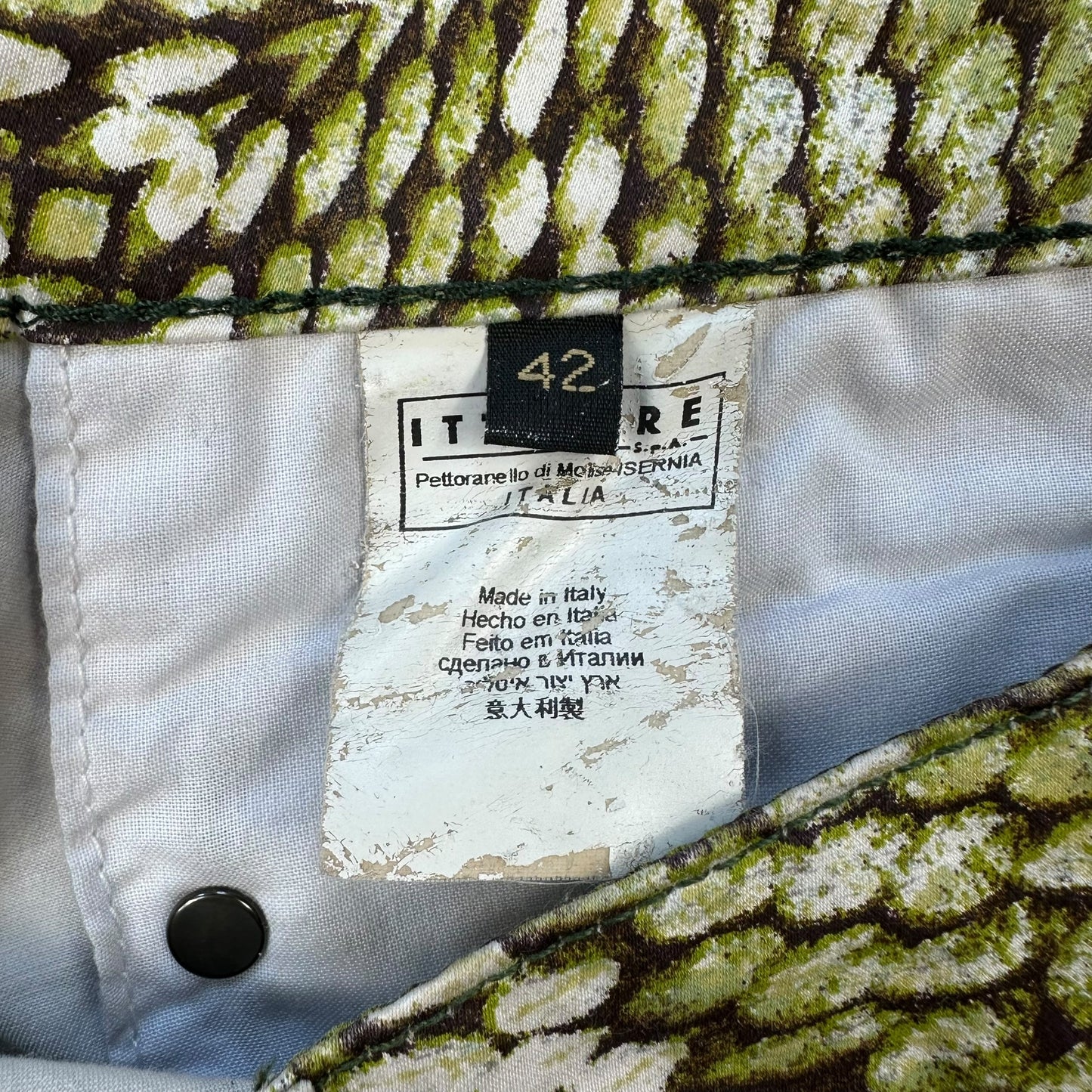Just Cavalli Roberto Cavalli Green Scale Print Micro Mini Shorts