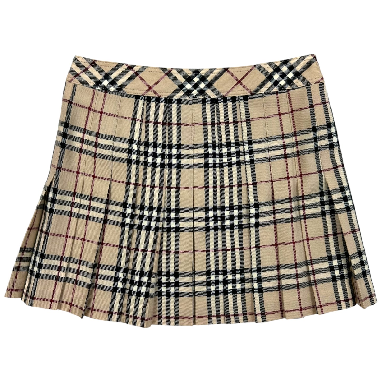 Burberry Blue Label Classic Tan Plaid Pleated Mini Skirt