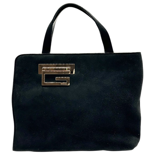 Gucci by Tom Ford Black Suede G Top Handle Bag