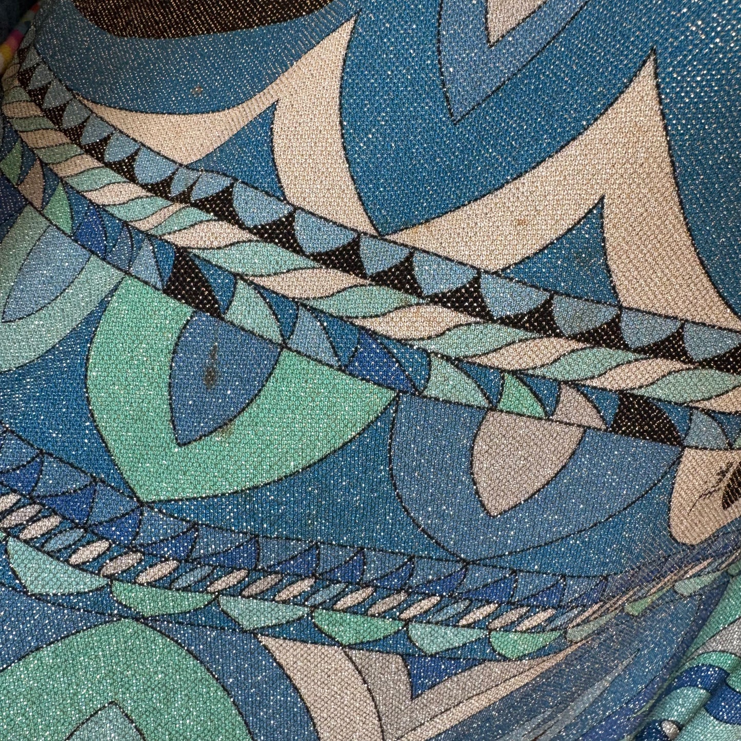 Emilio Pucci Blue Printed Metallic Dolman Sleeve Blouse