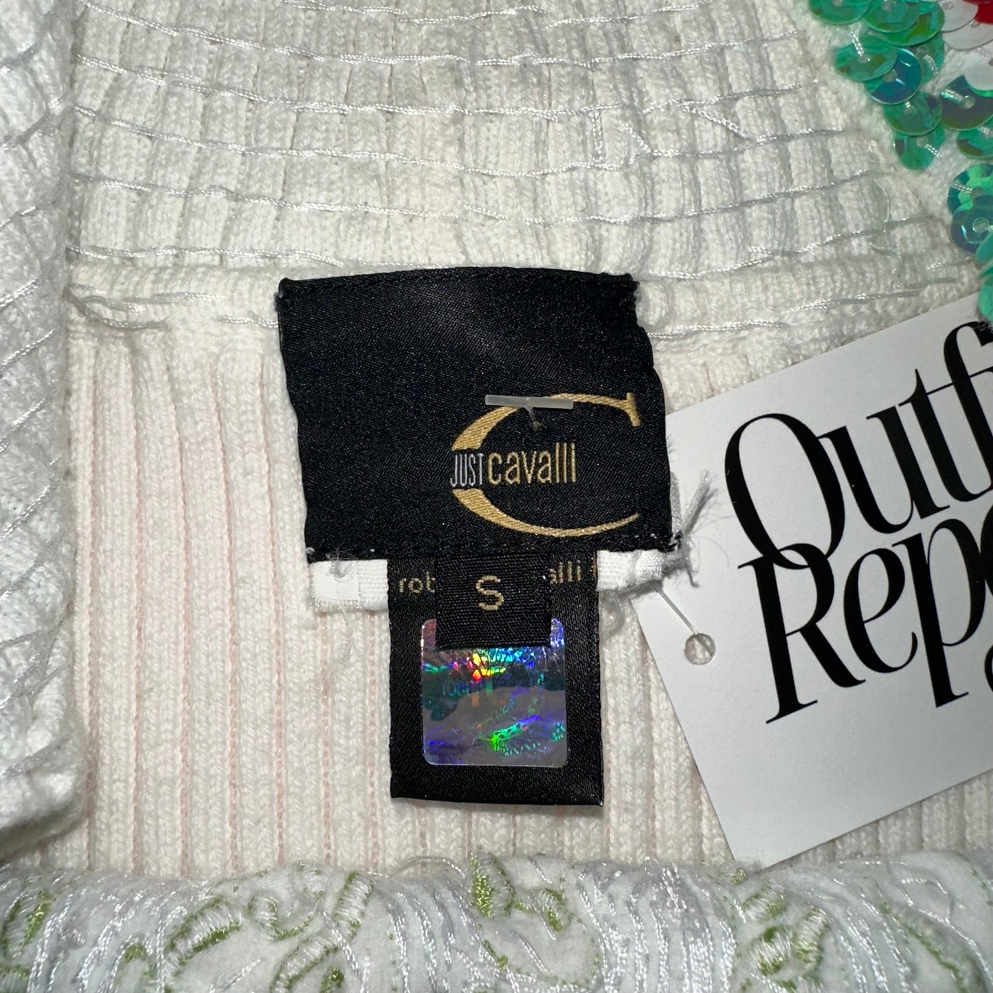 Just Cavalli Roberto Cavalli Love Sequin Knit Crop Tank