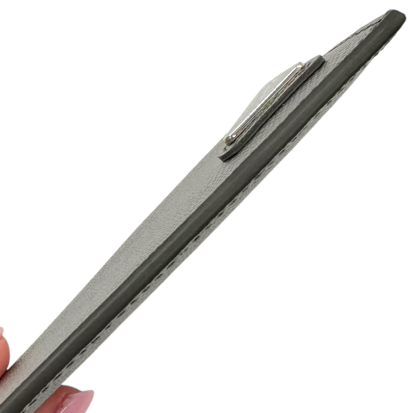 Prada Silver Saffiano Card Holder Wallet