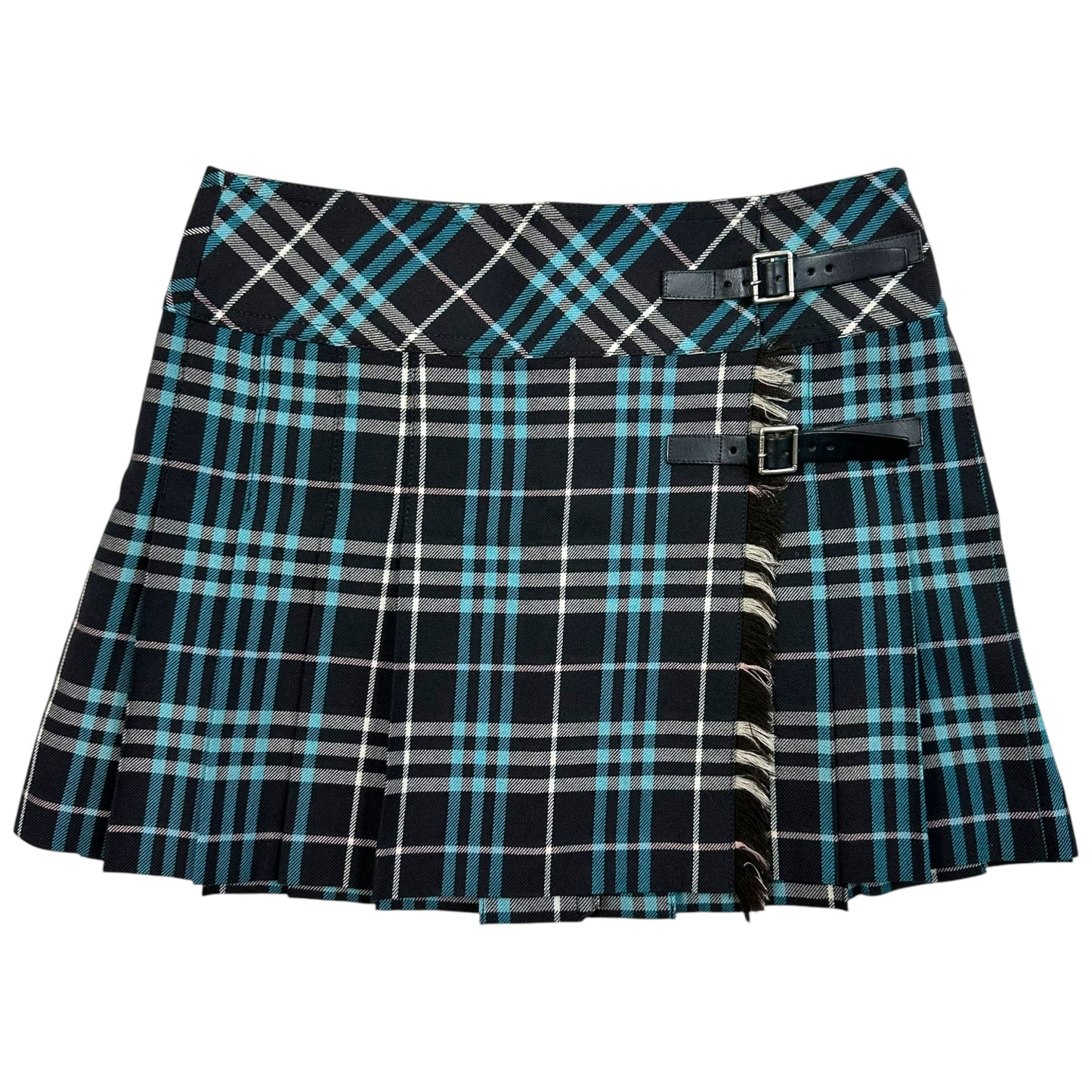 Burberry Blue Label Black & Blue Plaid Pleated Mini Skirt - Outfit Repeater