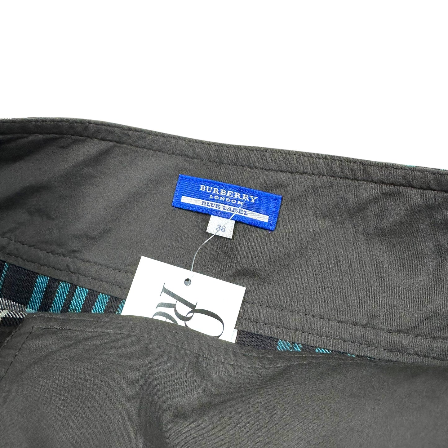 Burberry Blue Label Black & Blue Plaid Pleated Mini Skirt