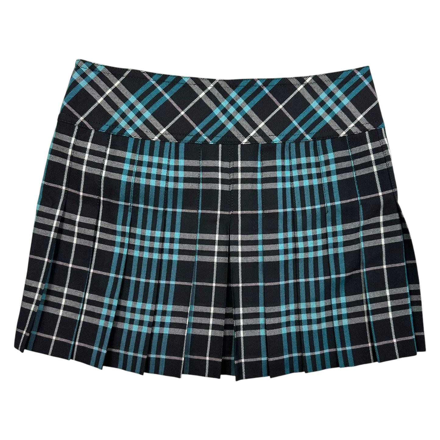 Burberry Blue Label Black & Blue Plaid Pleated Mini Skirt