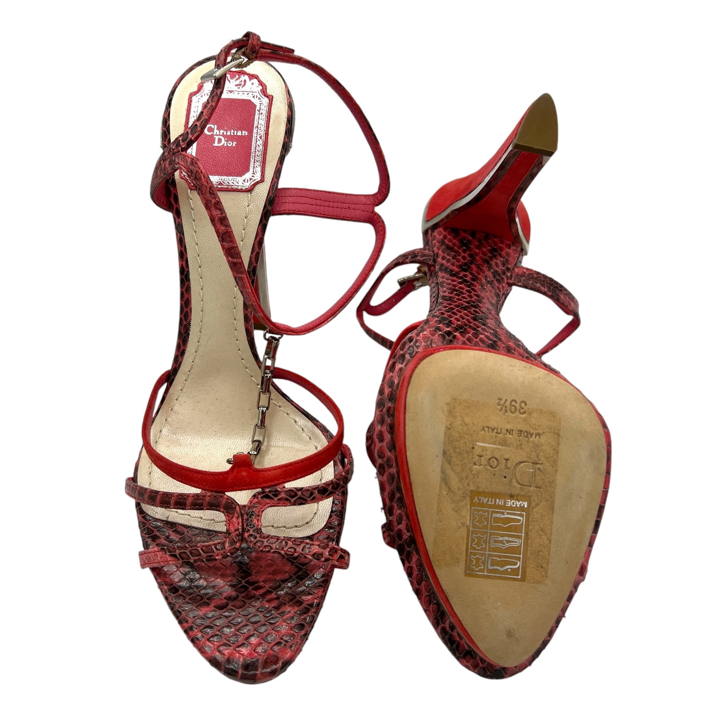 Christian Dior Pink Snakeskin Sandal Heels - Outfit Repeater