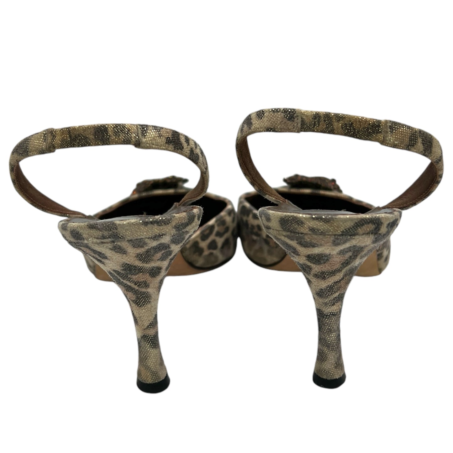 Manolo Blahnik Metallic Leopard Slingback Heels - Outfit Repeater