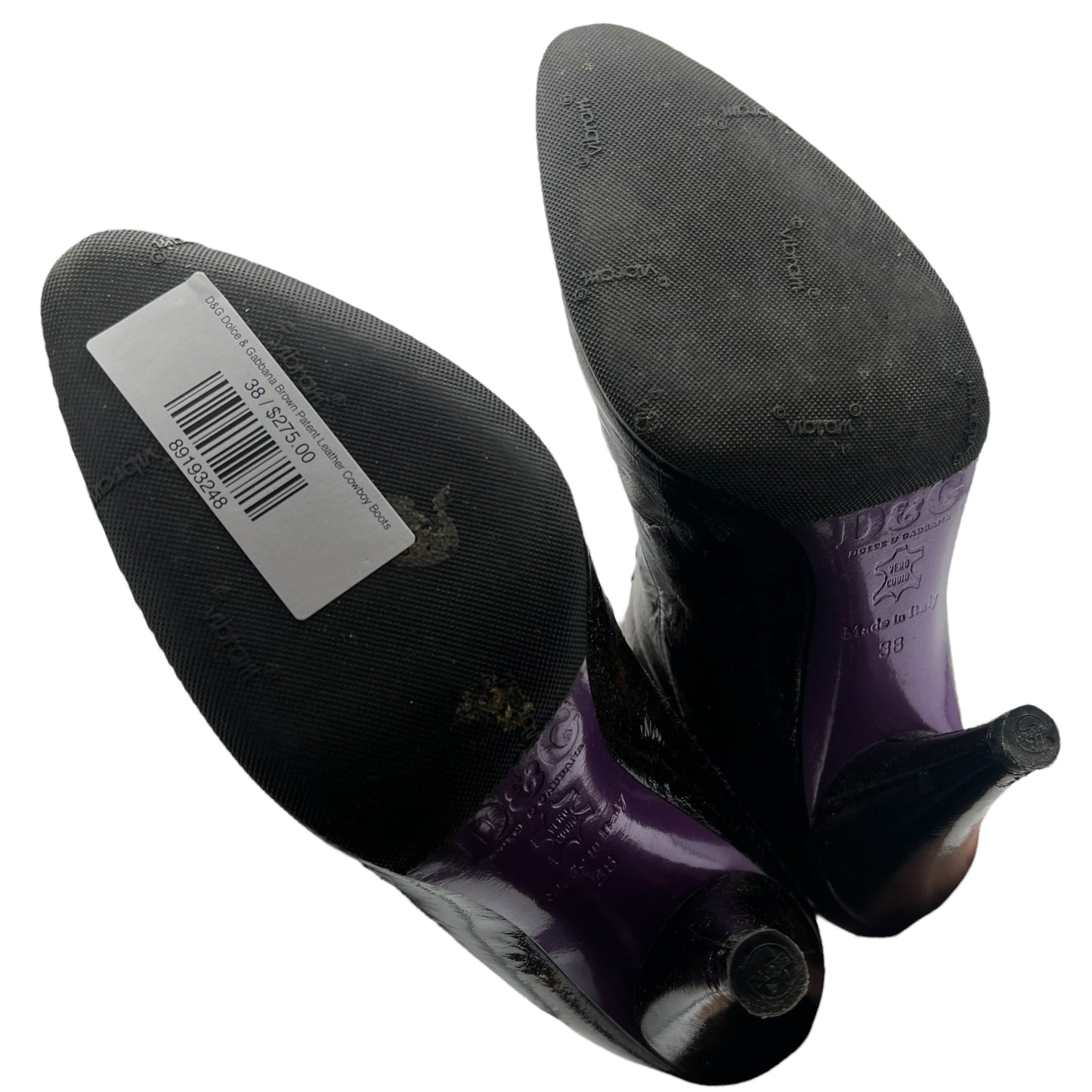 D&G Dolce & Gabbana Brown Patent Leather Cowboy Boots - Outfit Repeater