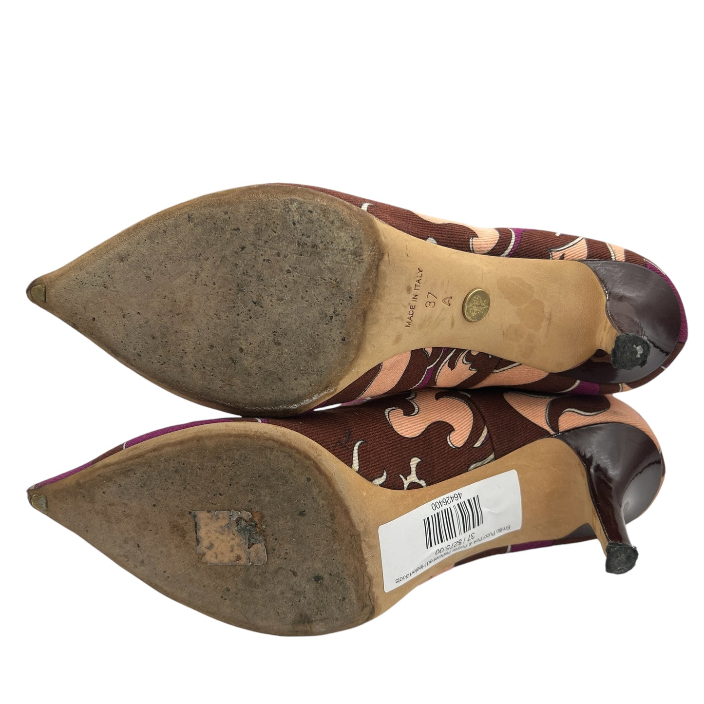 Emilio Pucci Pink & Purple Patterened Heeled Boots - Outfit Repeater