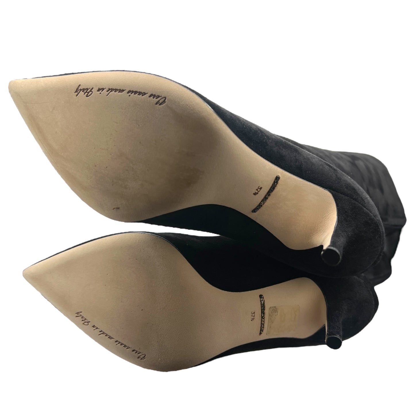 Dolce & Gabbana Black Suede Pointed Toe Heeled Boots - Outfit Repeater