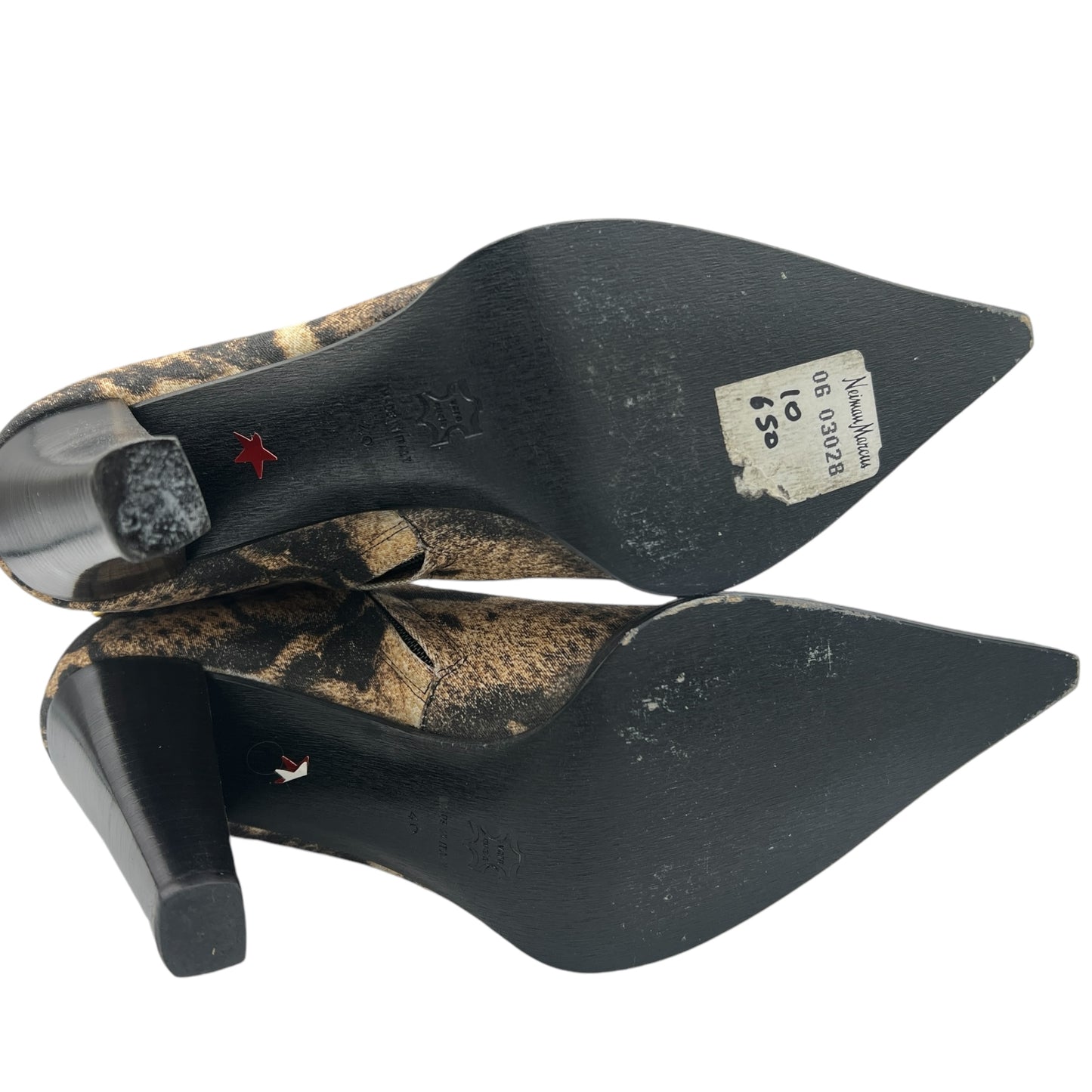 Roberto Cavalli Leopard Print Pointed Toe Heeled Booties - Outfit Repeater