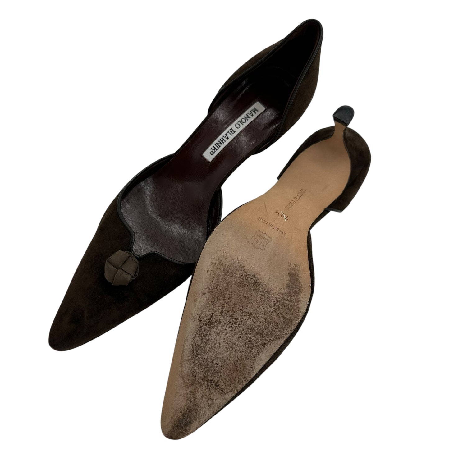 Manolo Blahnik Brown Suede D'Orsay Heels - Outfit Repeater