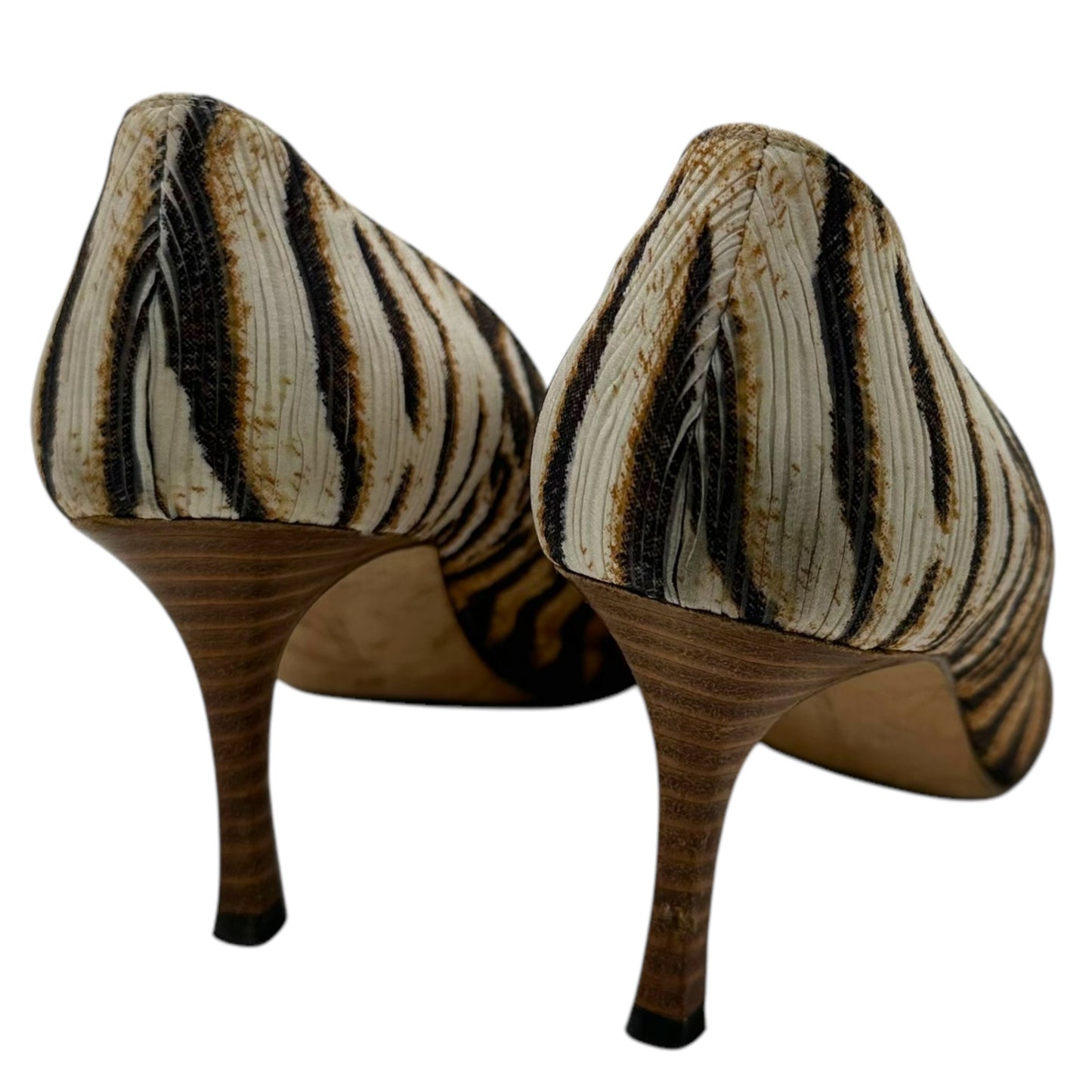 Manolo Blahnik White Tiger Stripe Heels