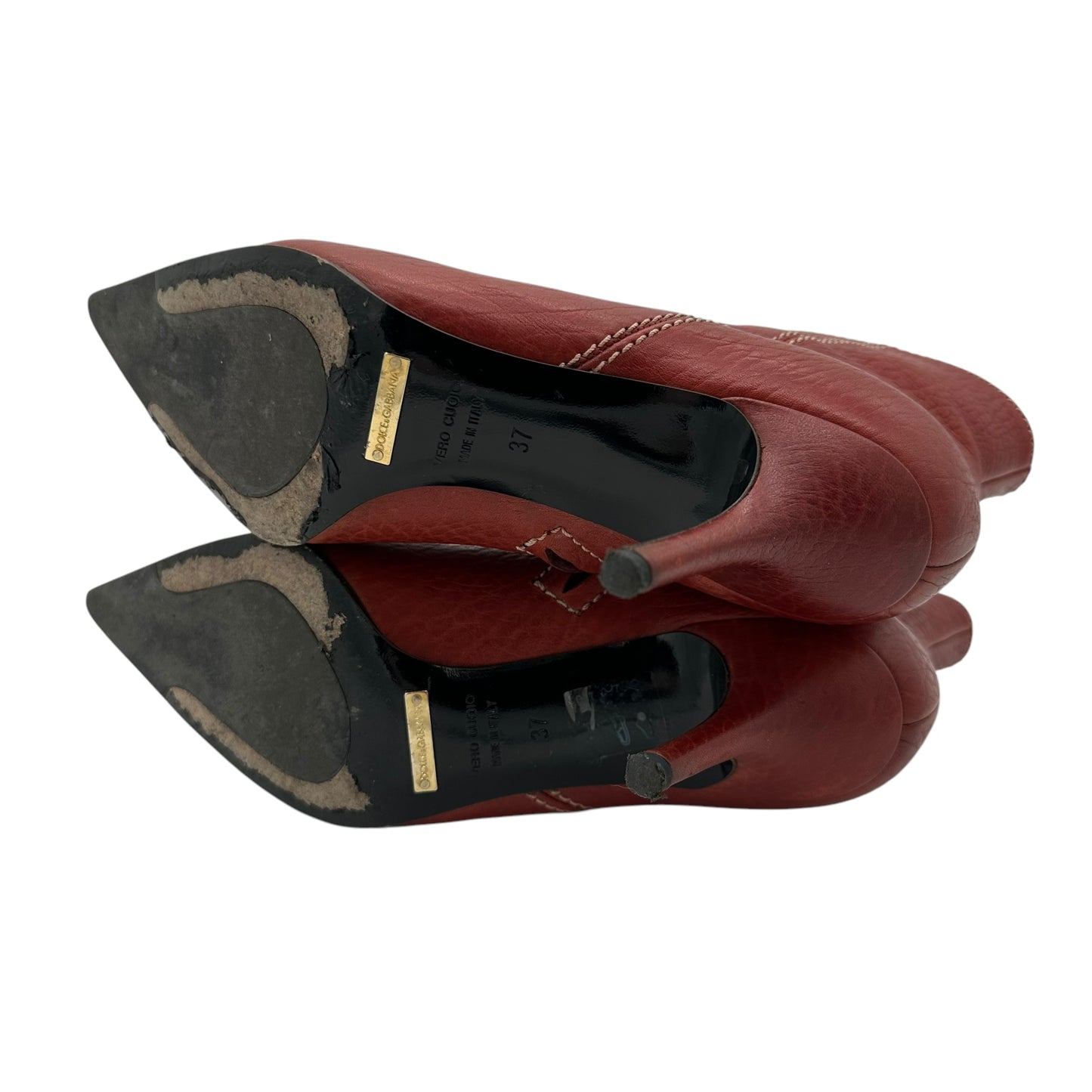 Dolce & Gabbana Red Pointed Toe Heeled Booties - Outfit Repeater