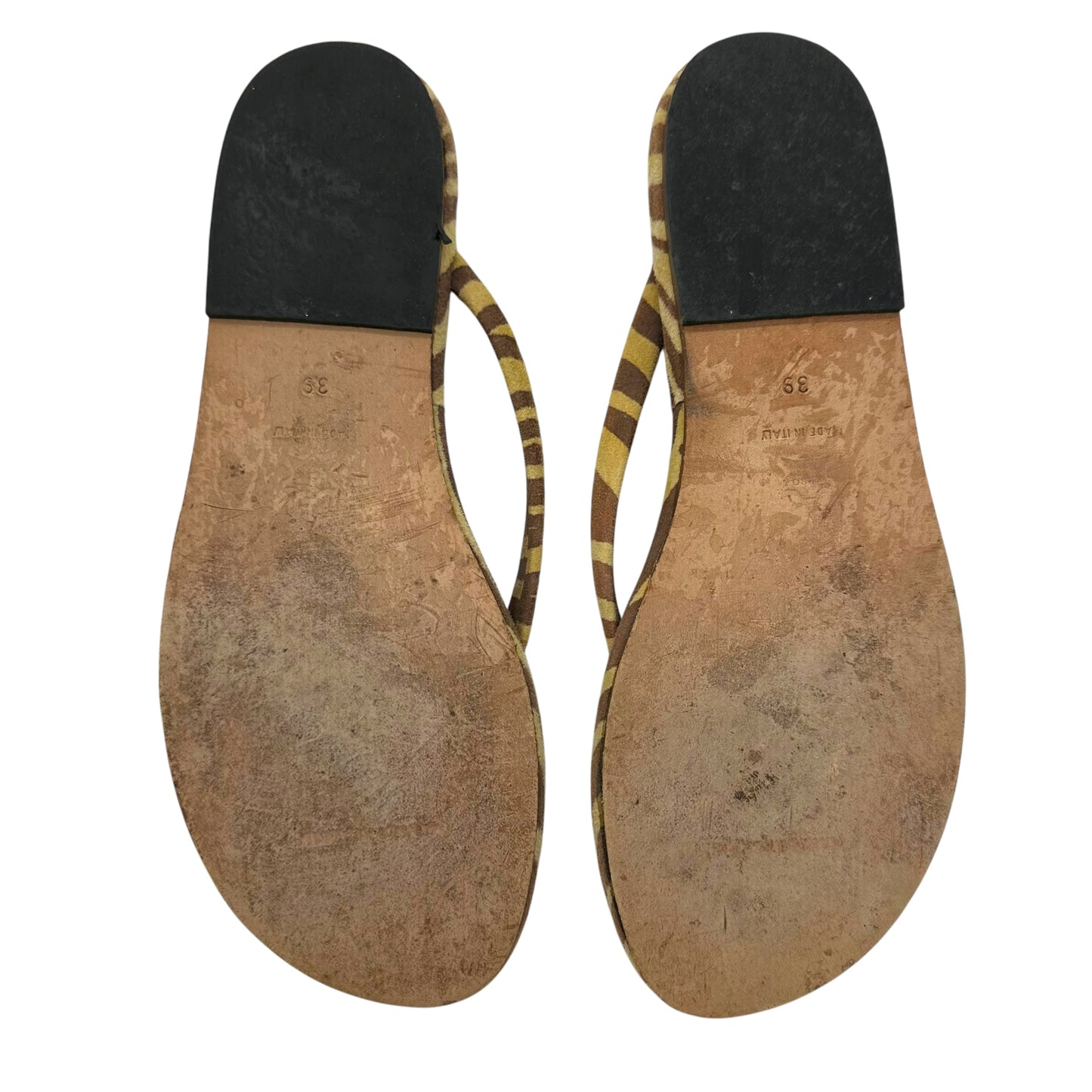 Manolo Blahnik Tan Suede Zebra Print Flip Flops - Outfit Repeater