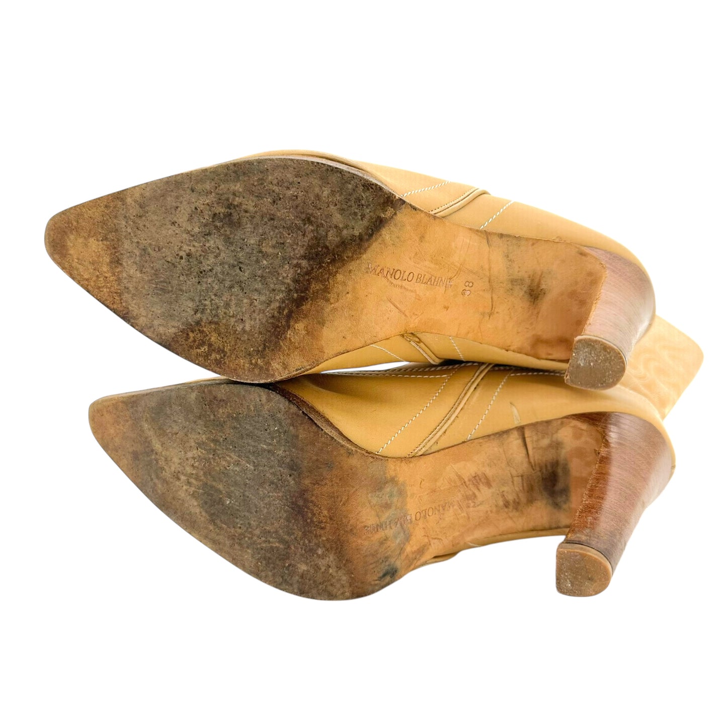 Manolo Blahnik Tan Leather Heeled Cowboy Boots - Outfit Repeater