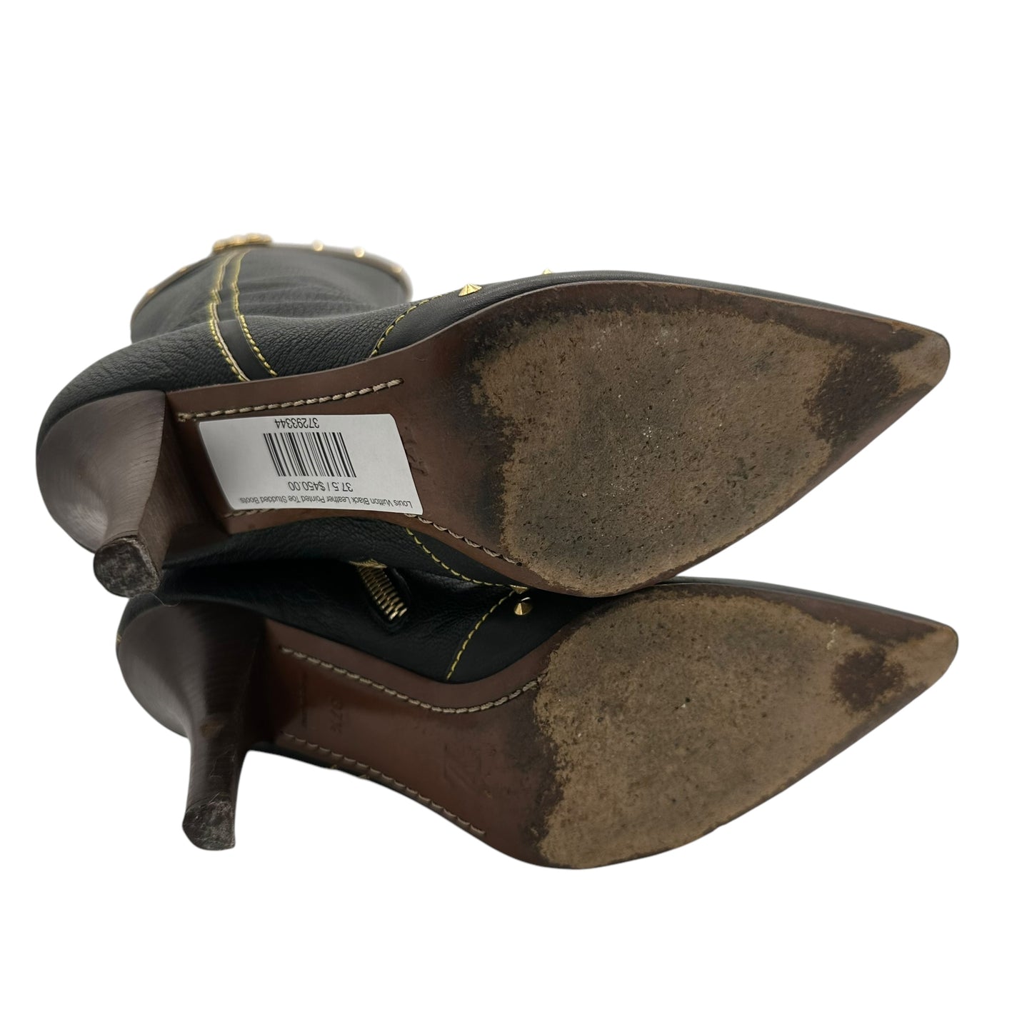 Louis Vuitton Black Leather Pointed Toe Studded Boots - Outfit Repeater