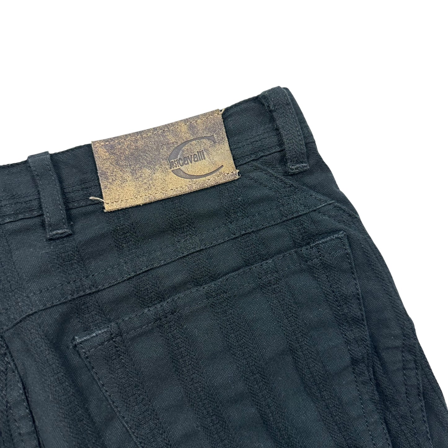 Just Cavalli Roberto Cavalli Black Textured Low Rise Pants - Outfit Repeater