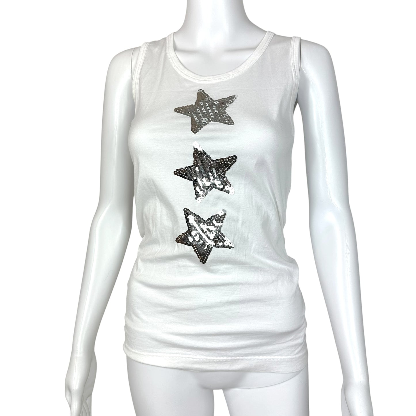 Dolce & Gabbana Silver Sequin Star Tank Top