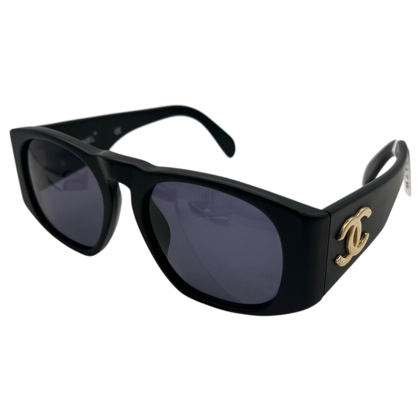 Chanel 90's 90405 Matte Black & Gold Sunglasses - Outfit Repeater