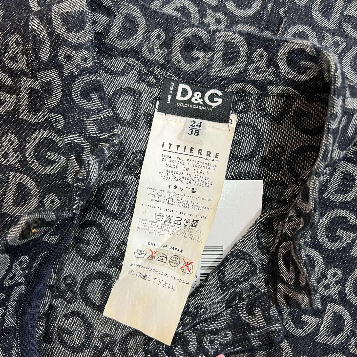 D&G Denim Logo Mini Dress Dark Light Contrast