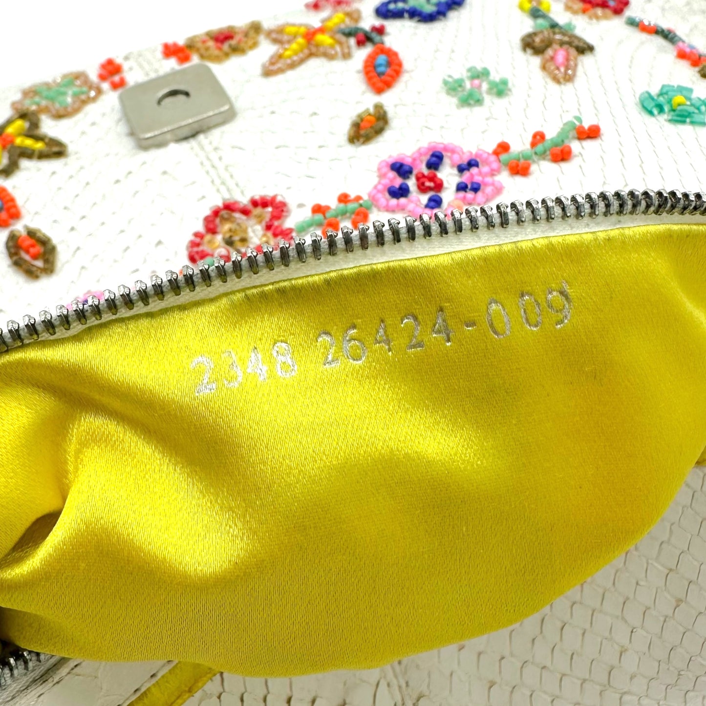 Fendi White Python Floral Beaded Baguette Bag - Outfit Repeater