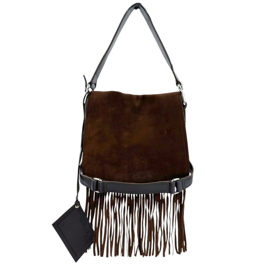 Balenciaga Brown Suede Fringe Trim Shoulder Bag RARE