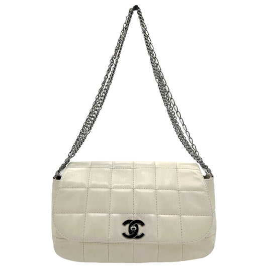 Chanel White Multi-Chian Chocolate Bar Medium Flap Bag