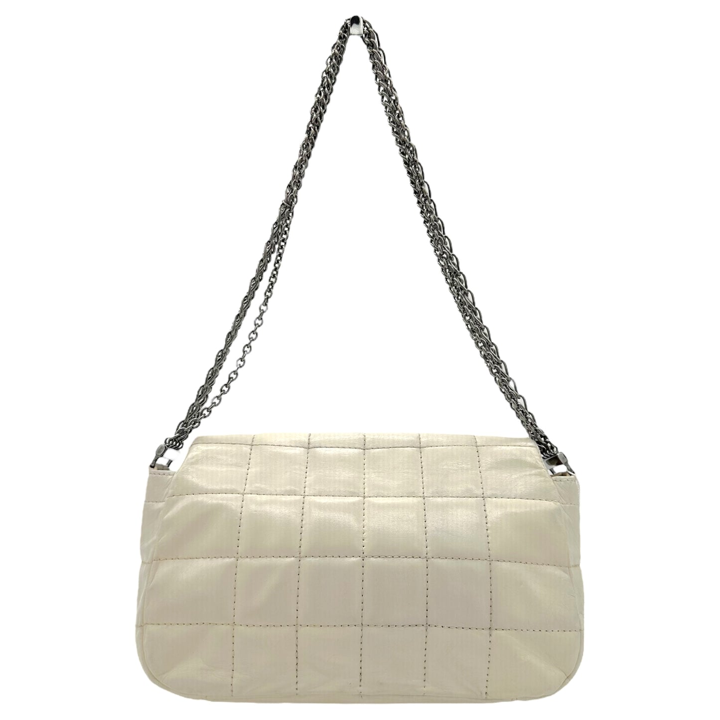 Chanel White Multi-Chian Chocolate Bar Medium Flap Bag