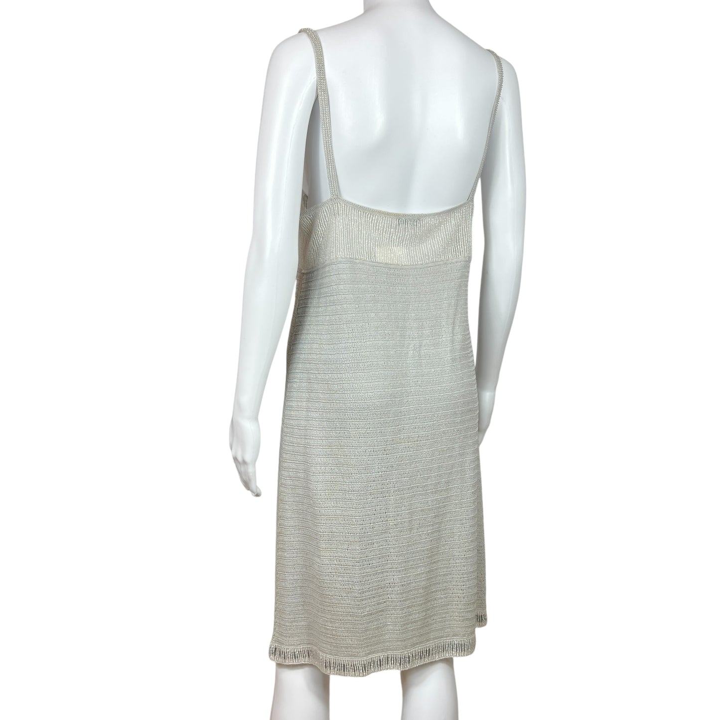 Moschino Knit Mini Dress Gray Beaded Floral Sleeveless