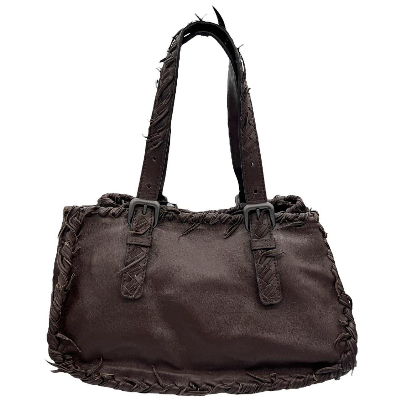 Bottega Veneta Intrecciato Brown Frayed Woven Leather Shoulder Bag - Outfit Repeater