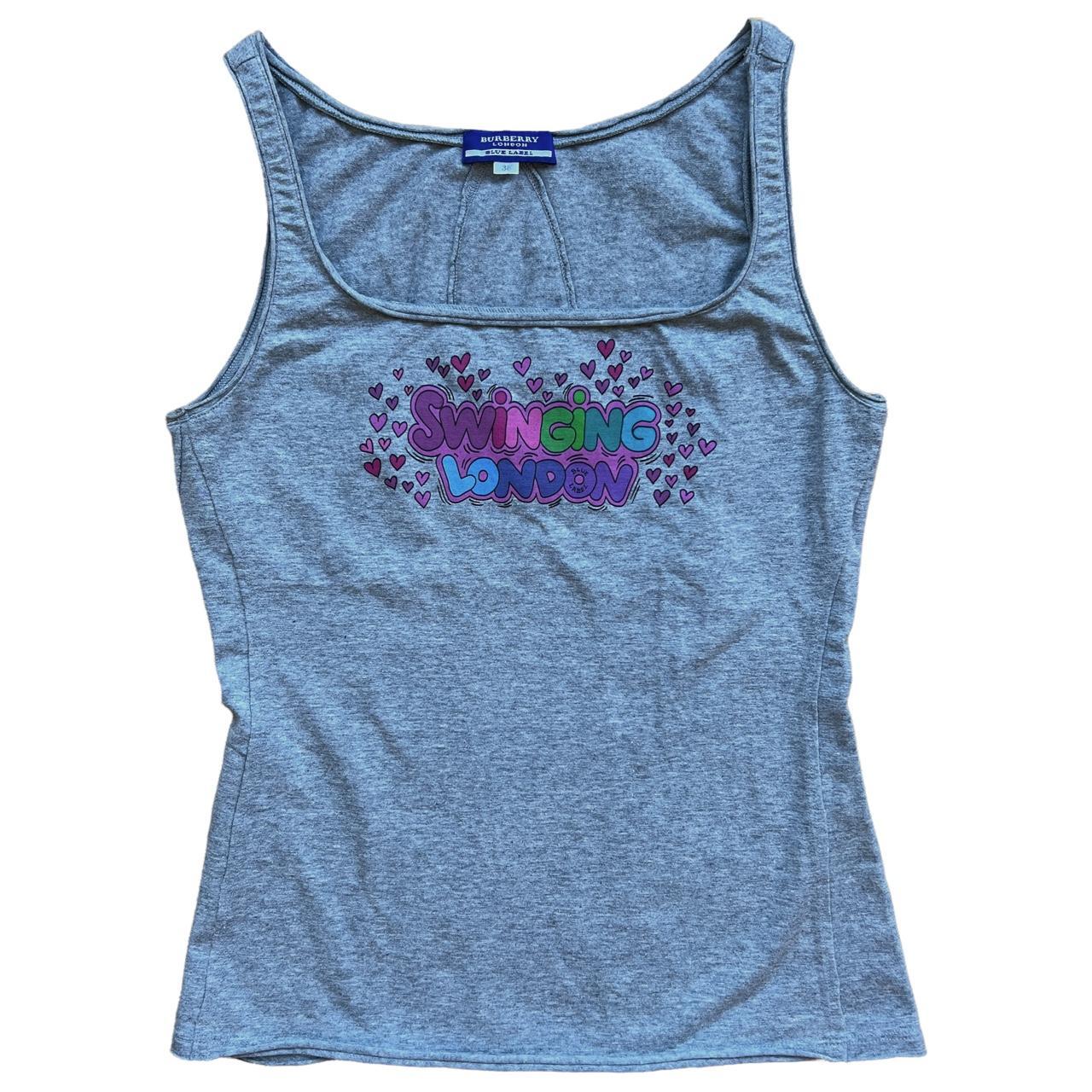 Burberry Blue Label 'Swinging London' Gray and Multicolor Graphic Tank Top Cami - Outfit Repeater