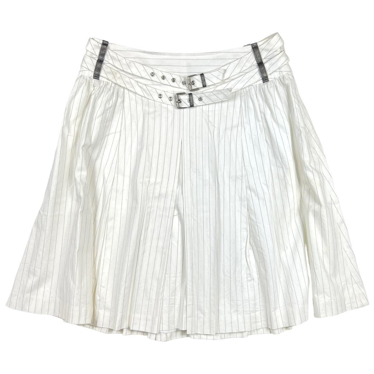 Burberry Blue Label White Pinstriped Pleated Midi Skirt - Outfit Repeater