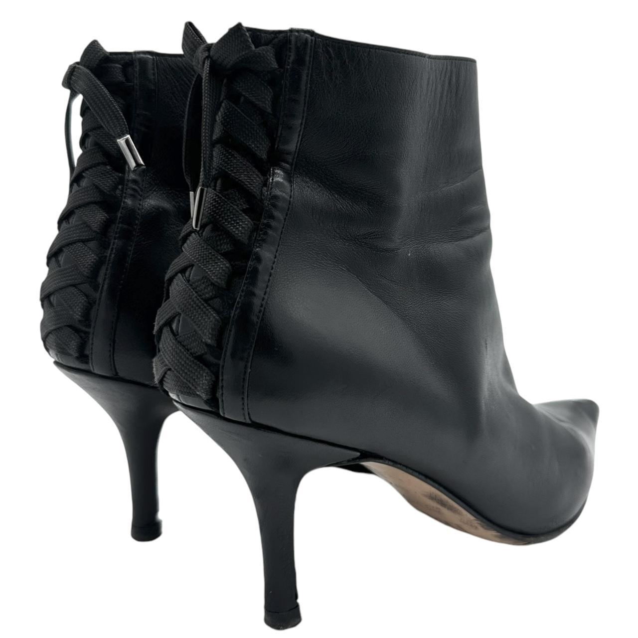 Christian Dior Black Lace Up Pointed Toe Heeled Booties