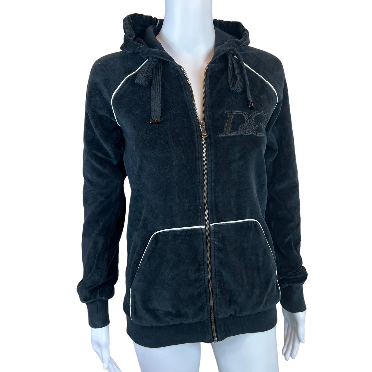 Dolce & Gabbana Black Velour Logo Zip Up Hoodie Jacket