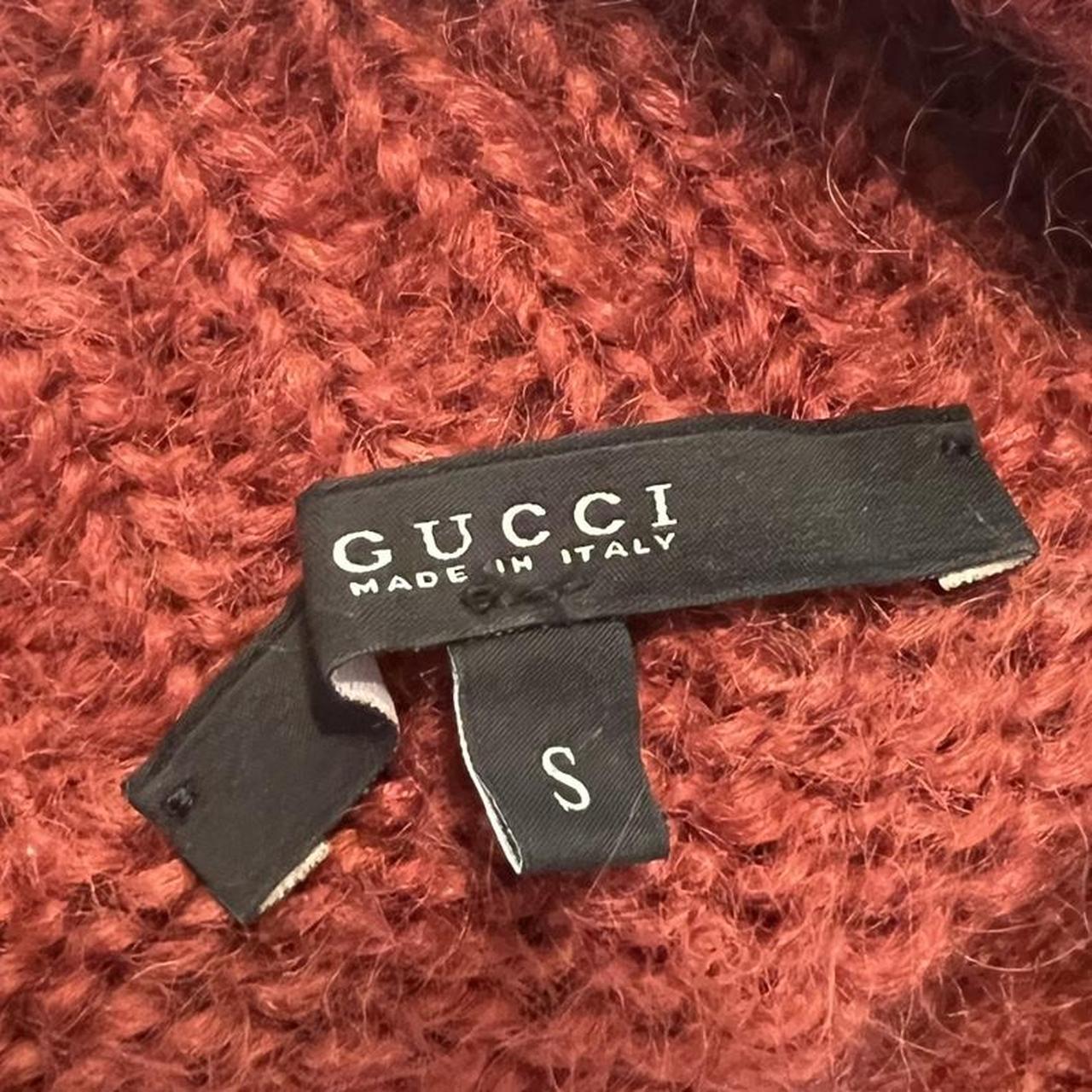 Gucci Red Mohair Off The Shoulder Puff Sleeve Sweater