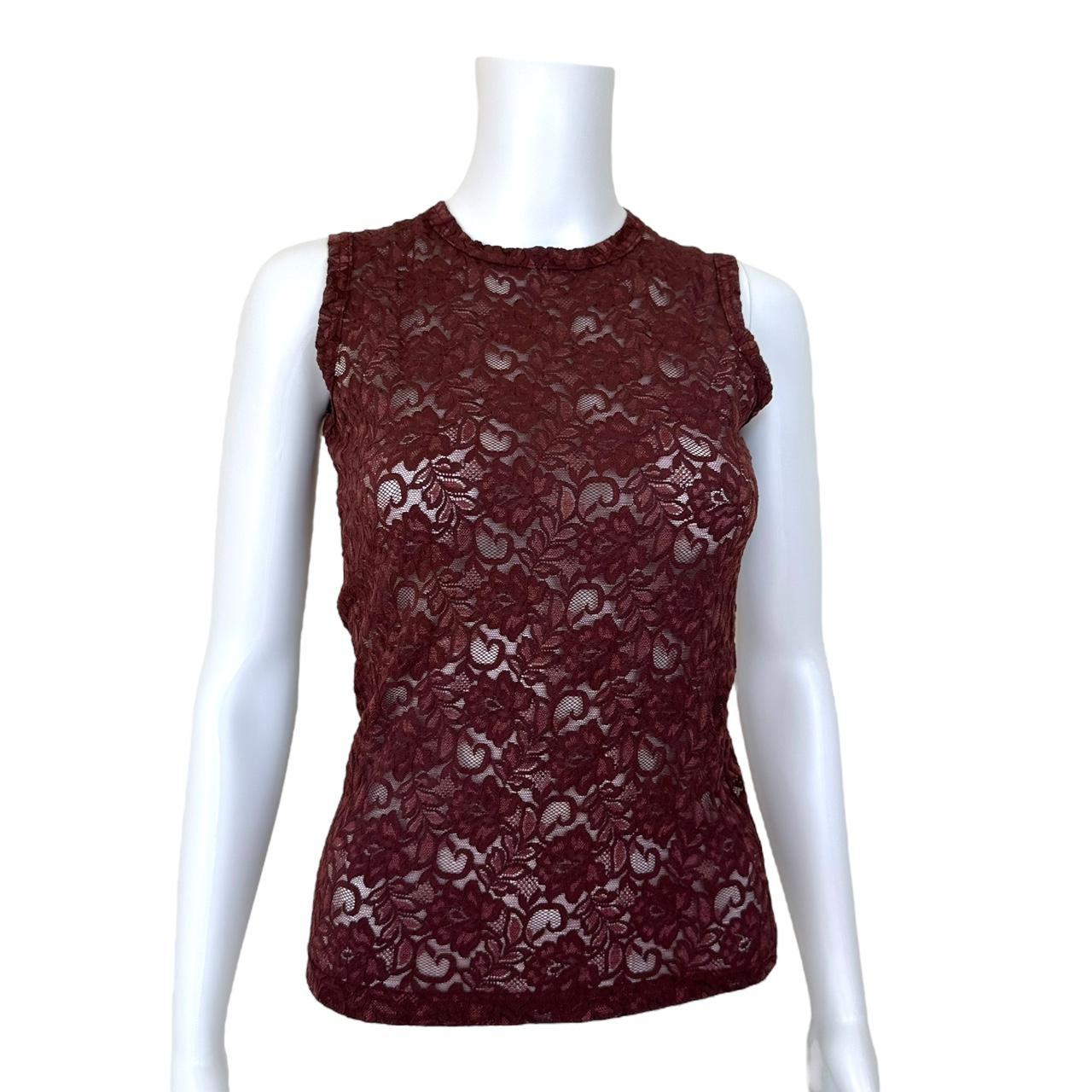 JPG by Jean Paul Gaultier Burgundy Lace Tank Top