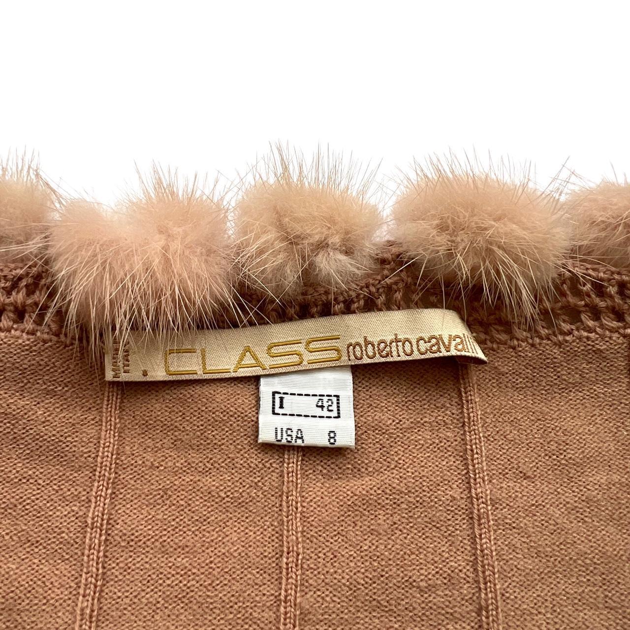 Cavalli Class by Roberto Cavalli Dusty Rose Pink Knit Cardigan with Real Fur Trim