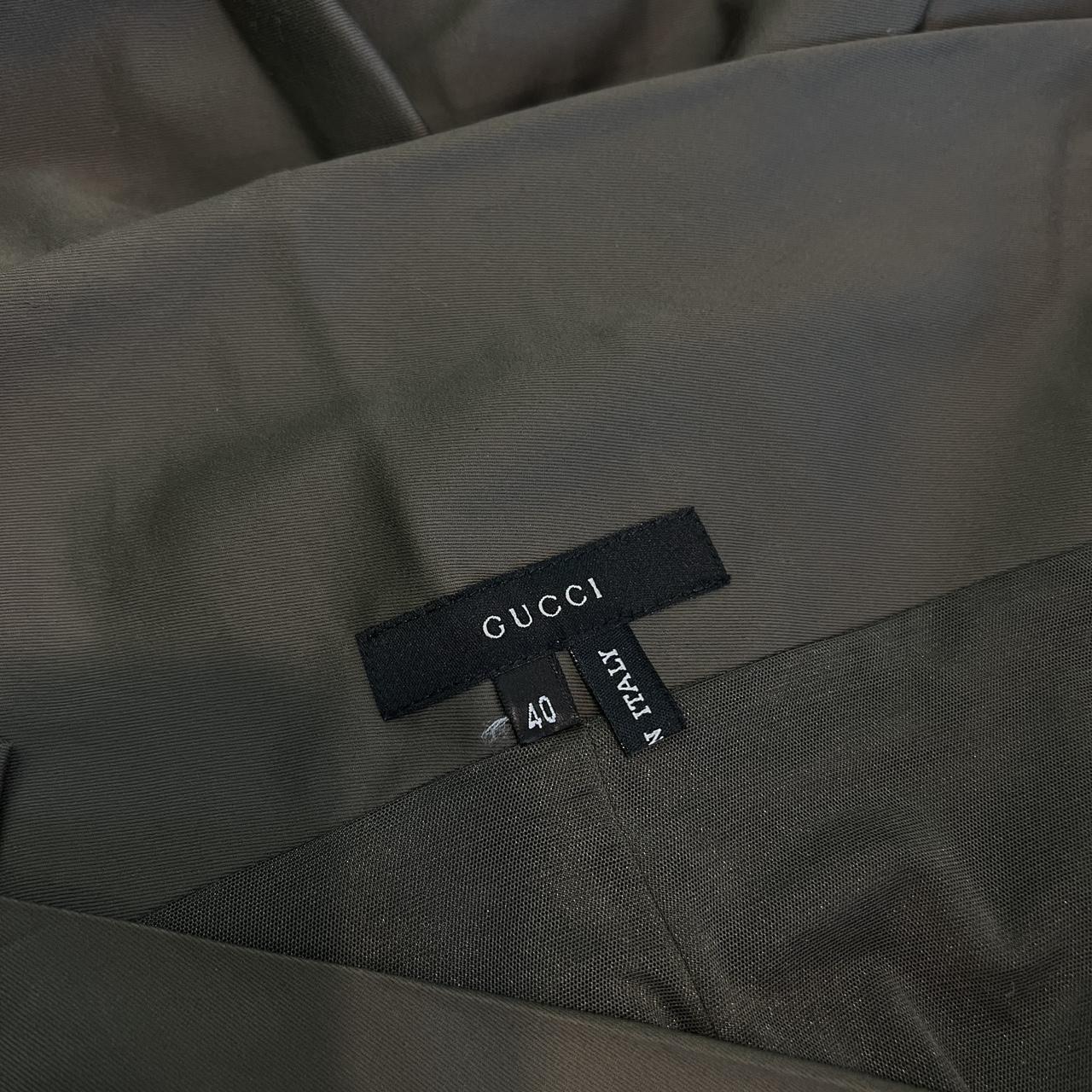 Gucci by Tom Ford SS 2001 Khaki Green Silk Cargo / Combat Style Bubble Midi Skirt