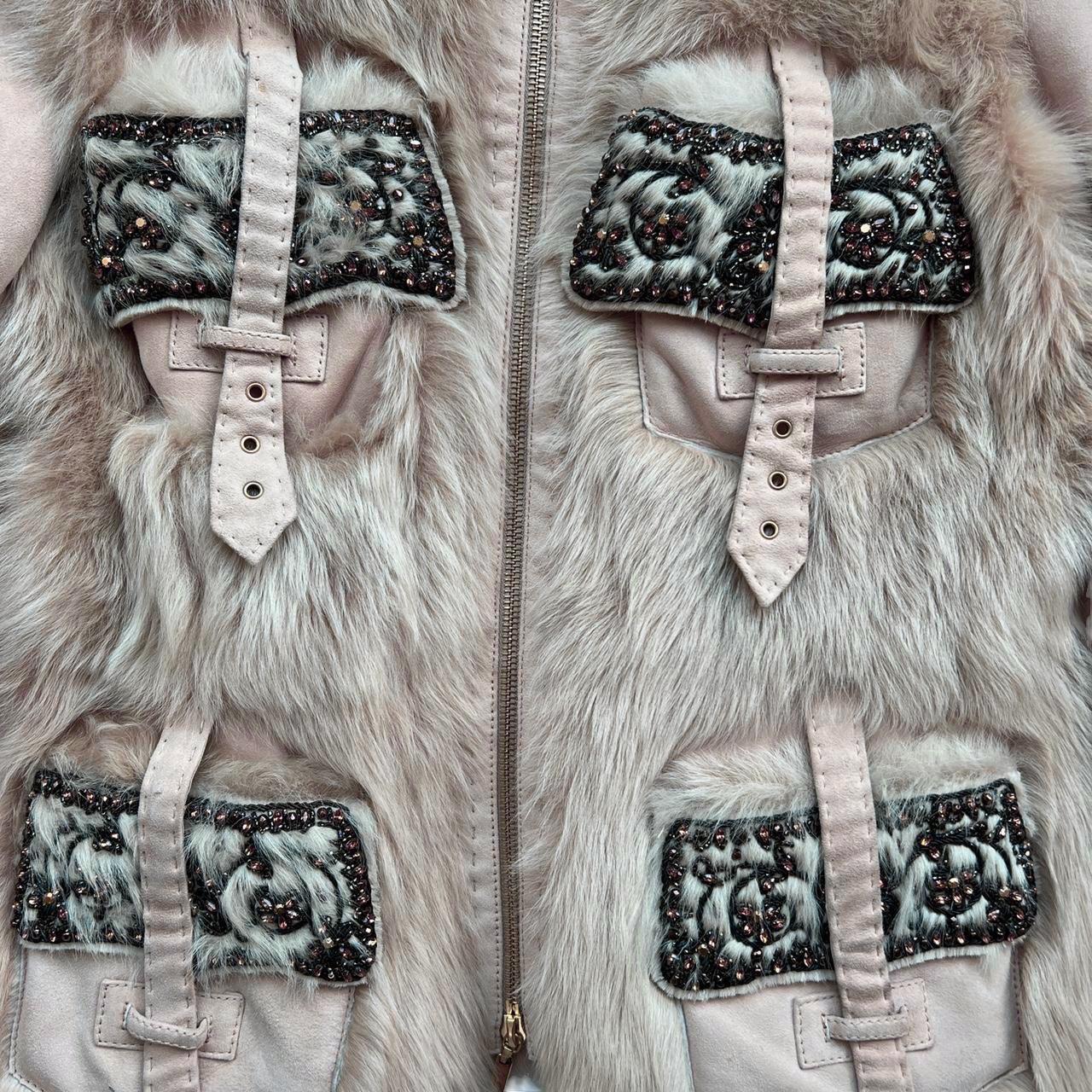 Roberto Cavalli Fall/Winter 2004 Pink Leather and Fur Beaded Jacket - Outfit Repeater