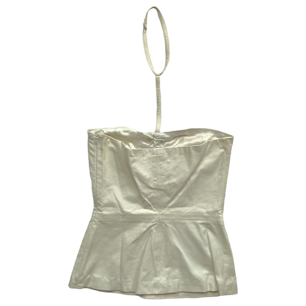 Maison Margiela FW 2018 SAMPLE Off-White Leather Ruched Bustier with Choker Style Collar - Outfit Repeater